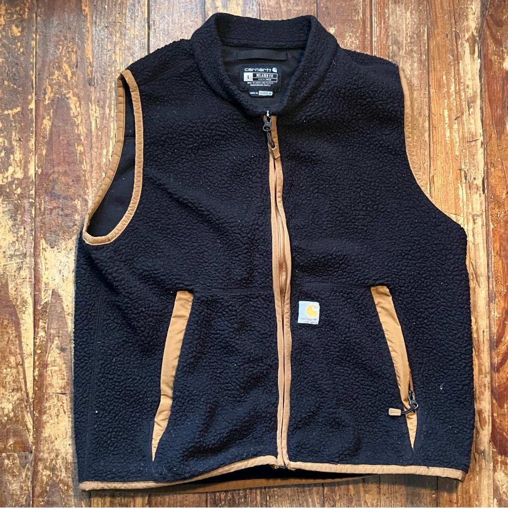 Carhartt Black and Tan Fleece Vest